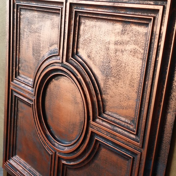 Ceiling Tile Faux Tin Rustic Copper Art Wall Panel Pl37 10tiles Lot