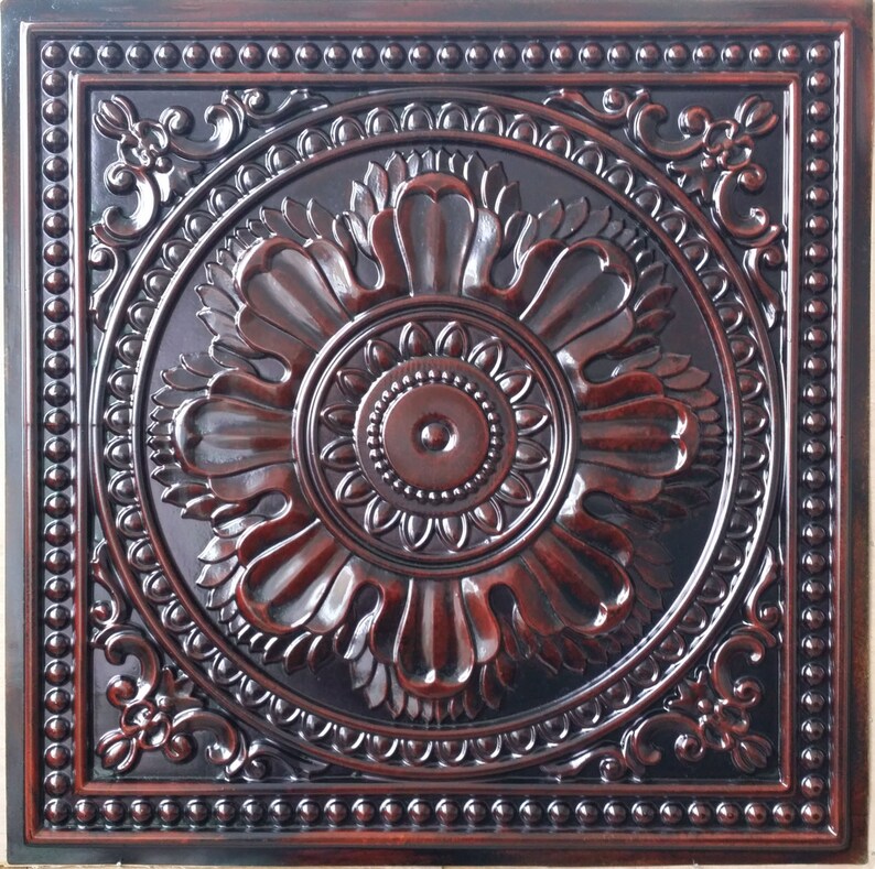 PL17 Faux Tin Aged Red 3D Embossed Ceiling Tile Interior Wall Etsy
