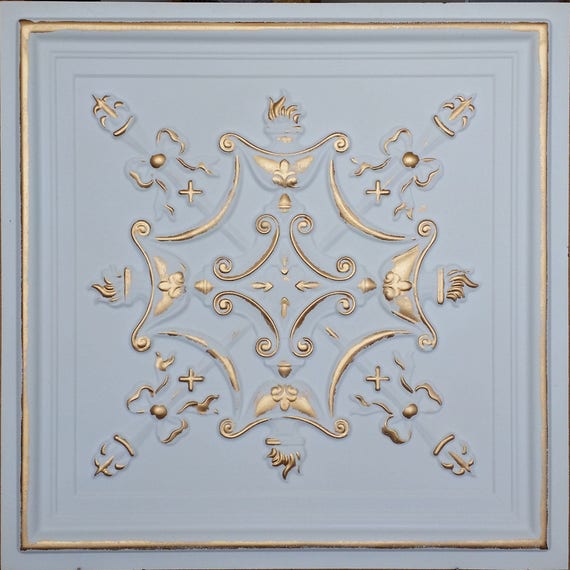Ceiling tiles faux finished white gold color PL07 Etsy