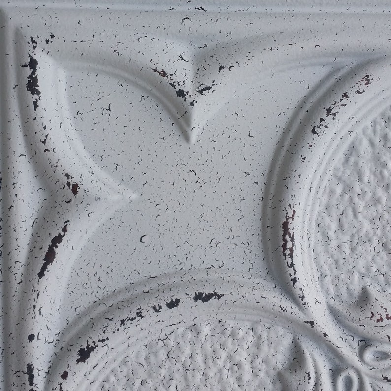 Ceiling Tile Faux Tin Painted Distress Crack White Copper PL35 Etsy