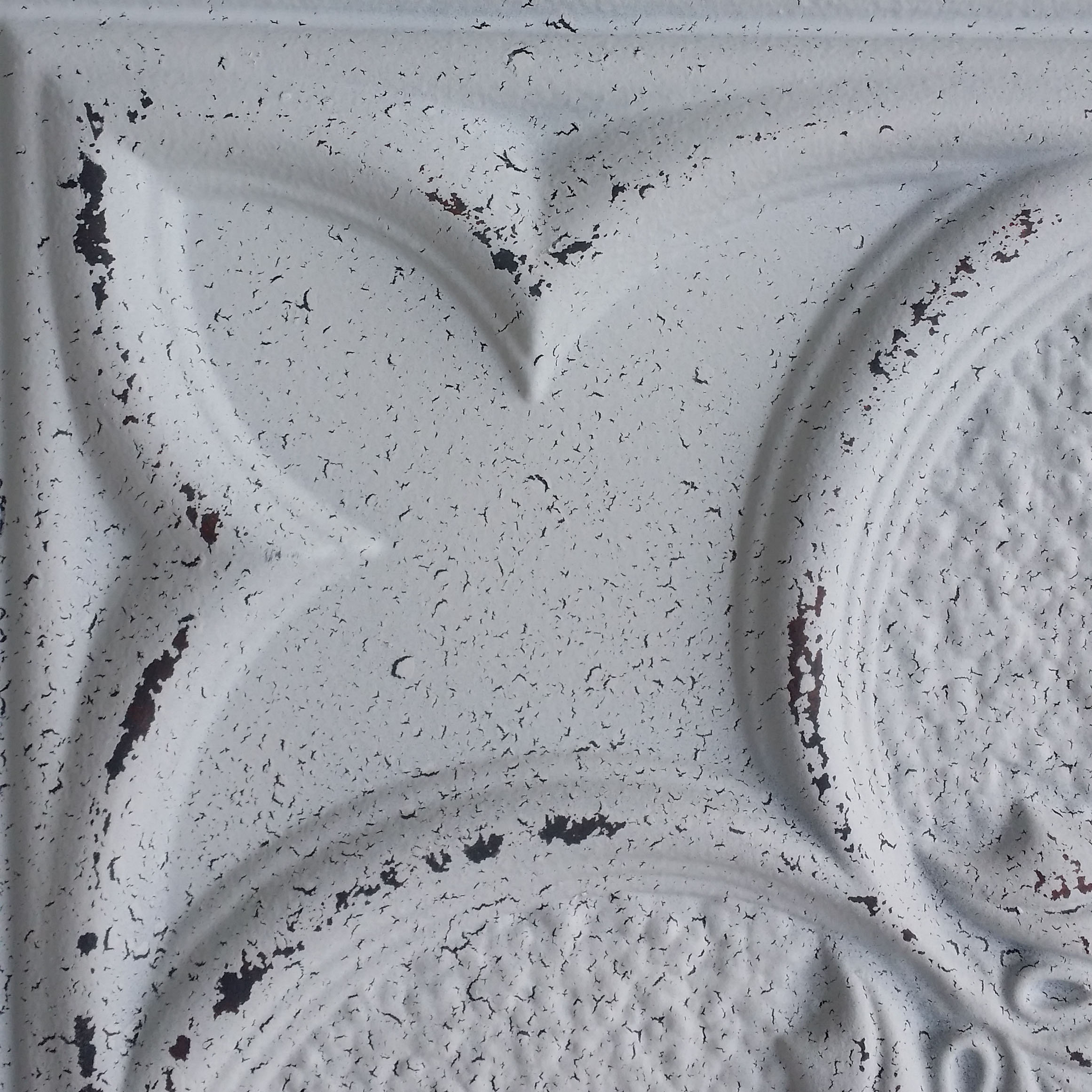 Ceiling tile faux tin painted distress crack white copper PL35 Etsy