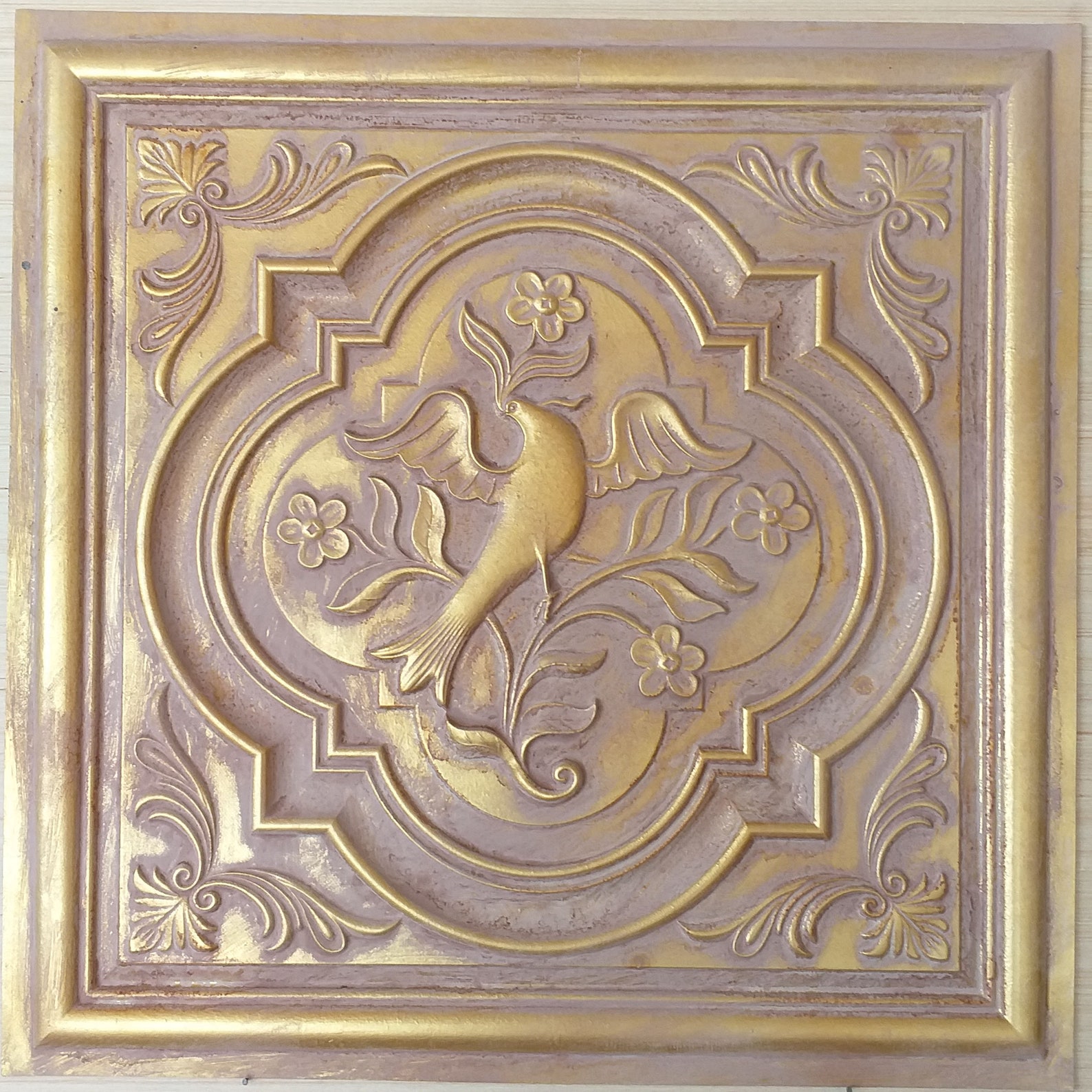 Ceiling tiles faux painted vintage brown gold color PL39 Etsy