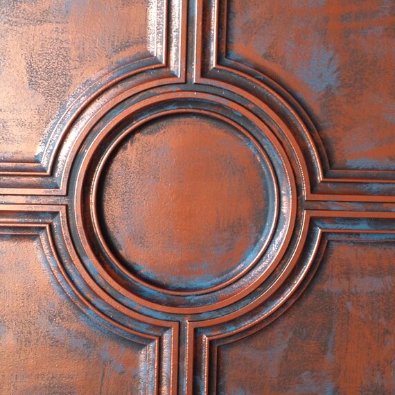 Ceiling Tile Faux Tin Rustic Copper Art Wall Panel Pl37 10tiles Lot