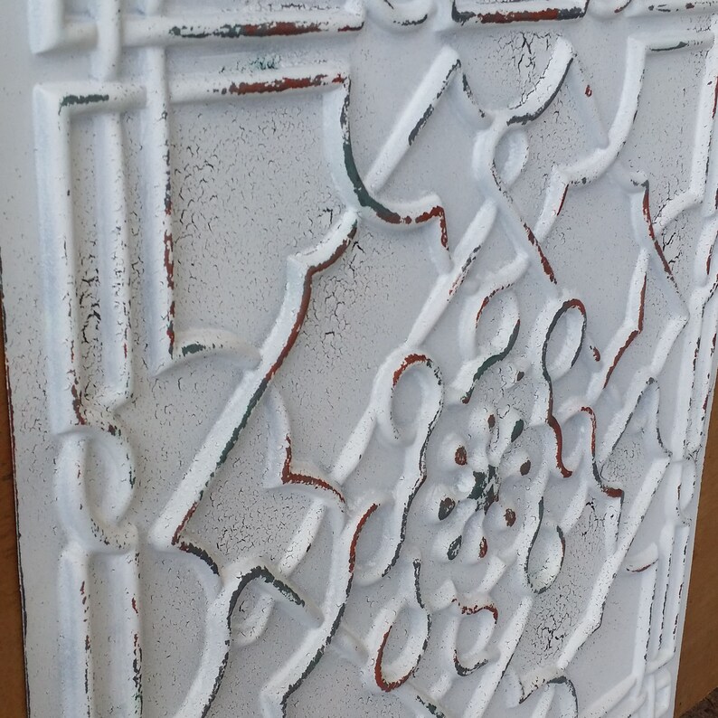 Suspended Ceiling tile faux tin distress crack coffered ...