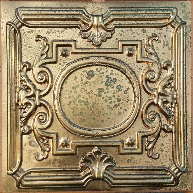 Pl15 Faux Finishes Tin Aged Brass 3d Embossed Ceiling Tiles Etsy