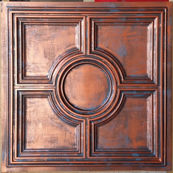Ceiling Tile Faux Tin Rustic Copper Art Wall Panel Pl37 10tiles Lot