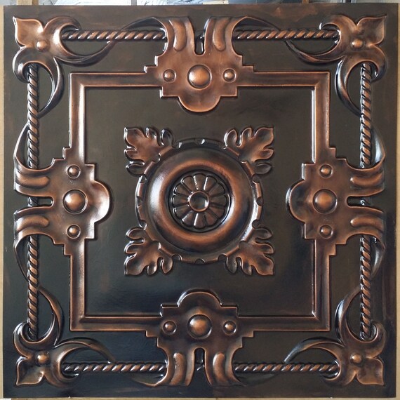Ceiling Tile Faux Tin Palaeo Copper Art Bar Wall Panel Pl29 10tiles Lot