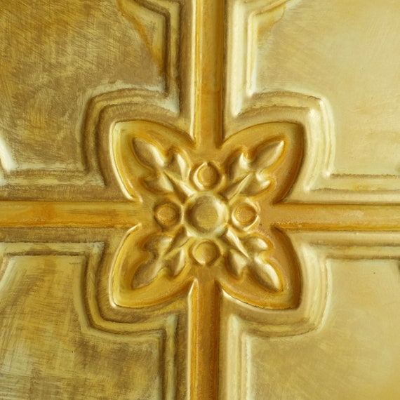 Drop In Ceiling Tiles 24x24 Faux Tin Finished Golden Color Etsy