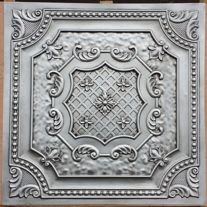 PL04 Faux tin finished antique silver 3D embossed ceiling Etsy