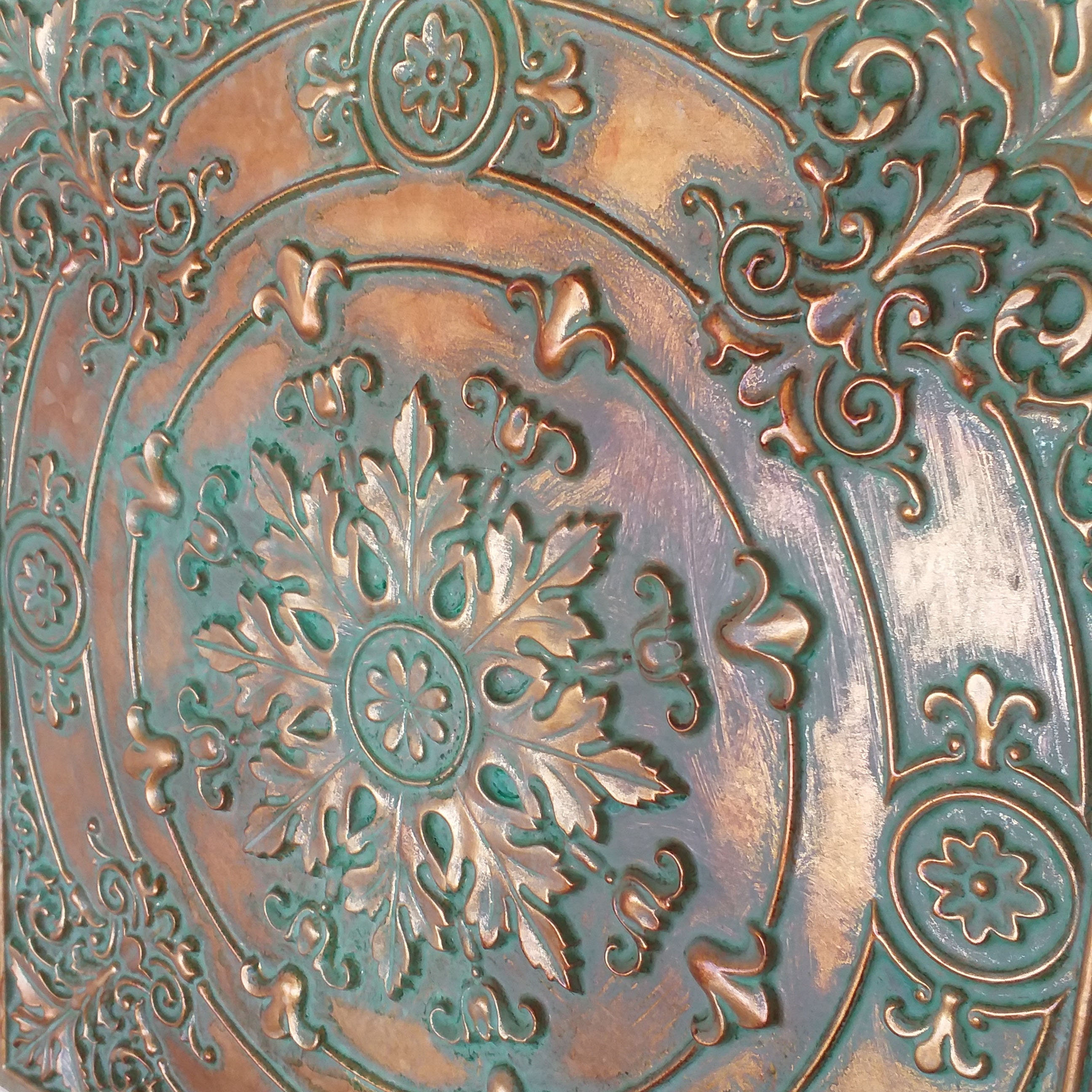 Ceiling tiles faux painted vintage green gold color PL18 Etsy