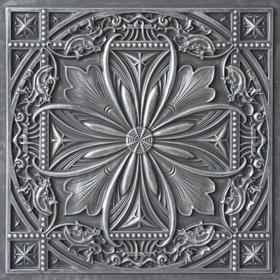 Faux Pressed Tin Ceiling Tiles Antique Tin Color Salon Nail Etsy