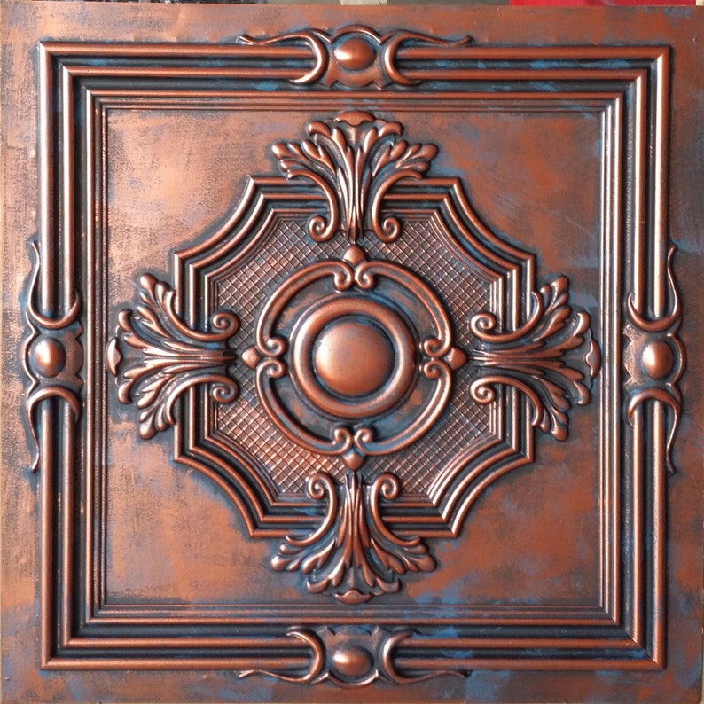 Ceiling Tile Faux Tin Rustic Copper Art Wall Panel PL38 Etsy