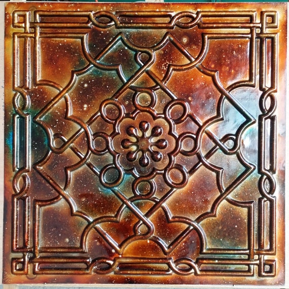Pl09 Faux Tin Metallic Ancient Copper Ceiling Tiles 3d Embossed Photography Background Panels Boards 10tiles Lot
