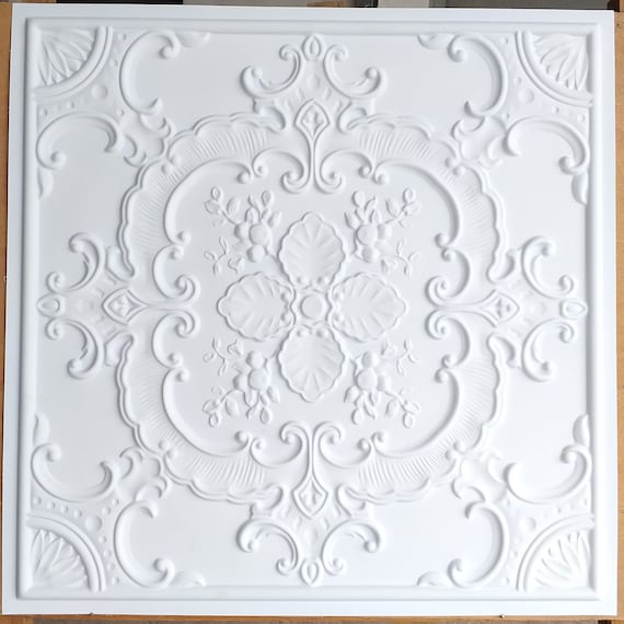 PLASTDECOR Ceiling Tile Faux tin Painted Peeling Black White Cafe Decor Ceiling Panels PL19 Pack of 10pcs
