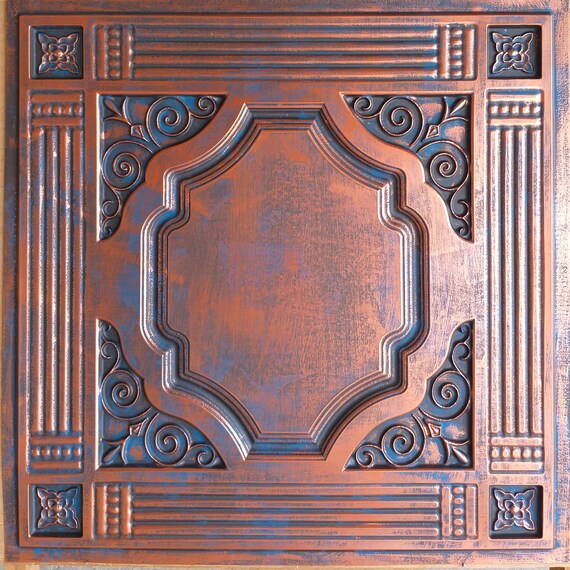 Tin Ceiling Tiles Rustic Copper Bar Store Decor Ceiling Panels Etsy