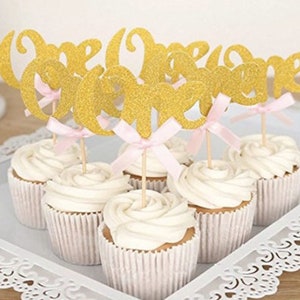 12pc "One" cupcake picks. 1st birthday cupcake toppers. 1st birthday decor. 1st birthday toppers. One Birthday Picks. Cake Decorating.