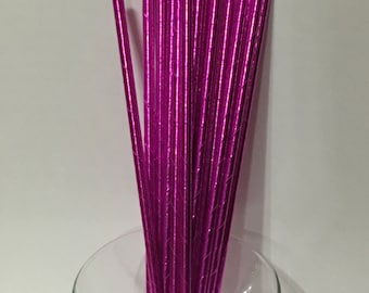 24 Pink Metallic Foil Paper Party Straws. Cake Pop Straws. Drinking Straws. Party Supplies. Dessert Table. Baking Supplies