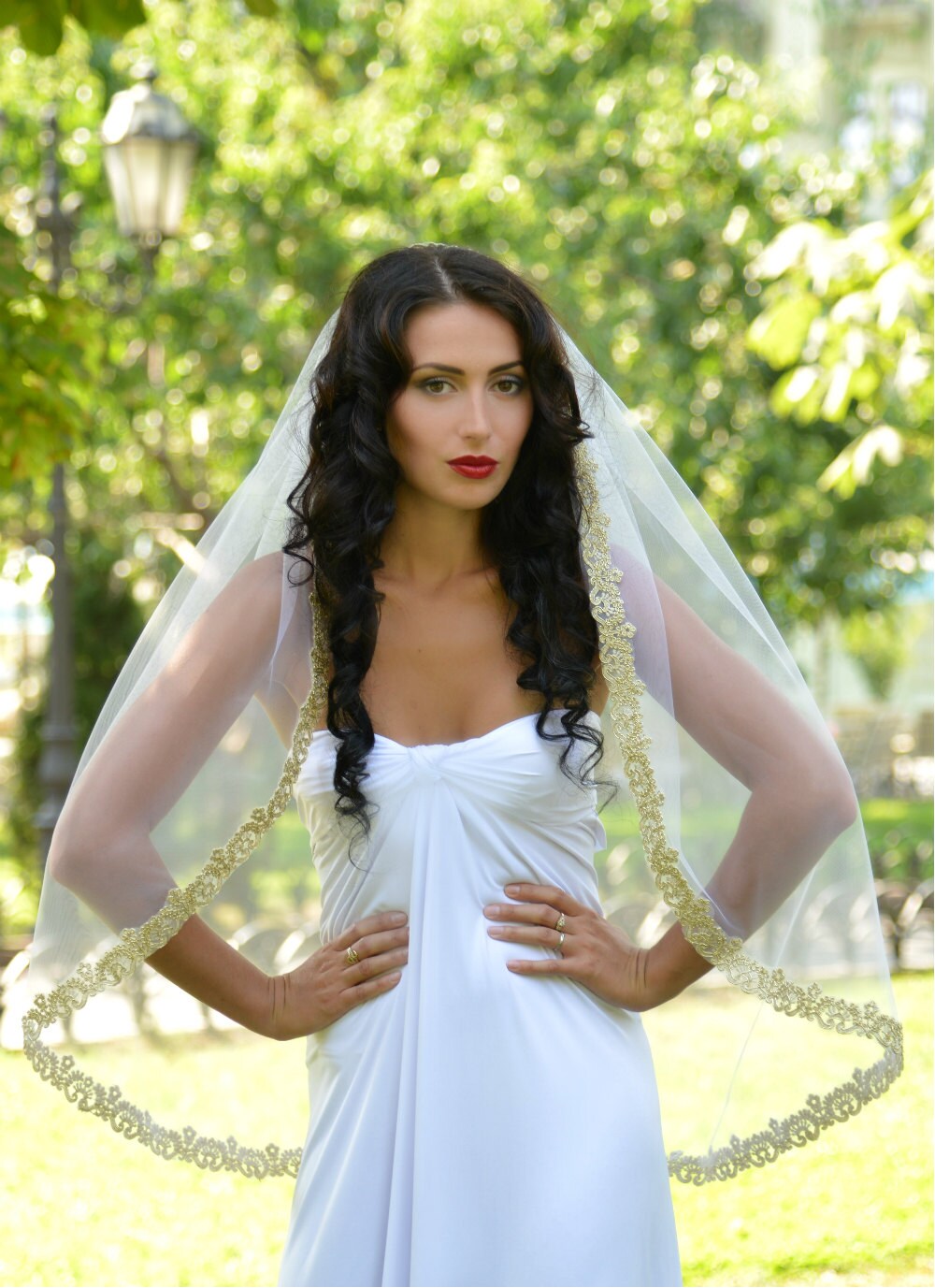 Wedding veil gold bridal veil gold lace veil gold bridal Etsy