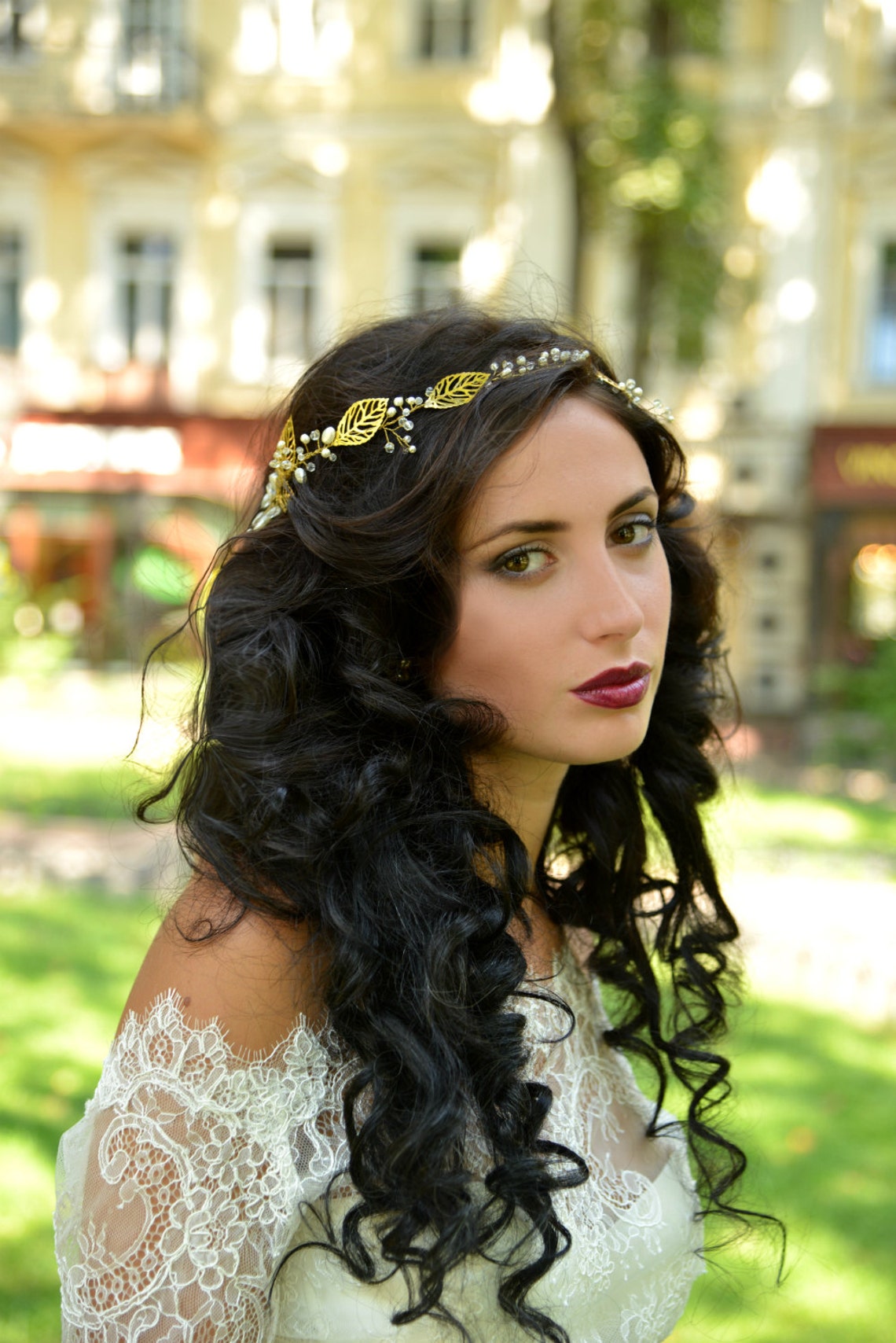 Gold Tiara Bohemian Bridal crown Wedding Bridal HeadBand Etsy