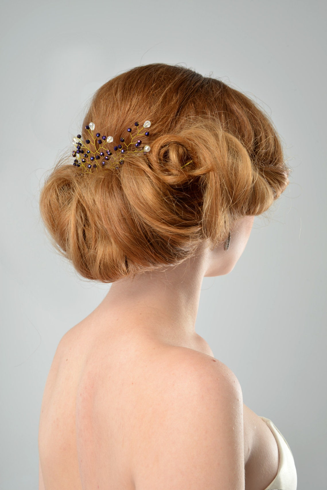 Bridal Hair Pins dark purple Hair Pins Formal Hair Etsy