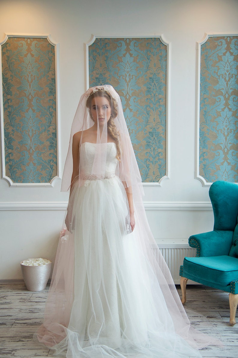 Majesty Elizabeth Blush wedding veil Wedding veilbridal Etsy
