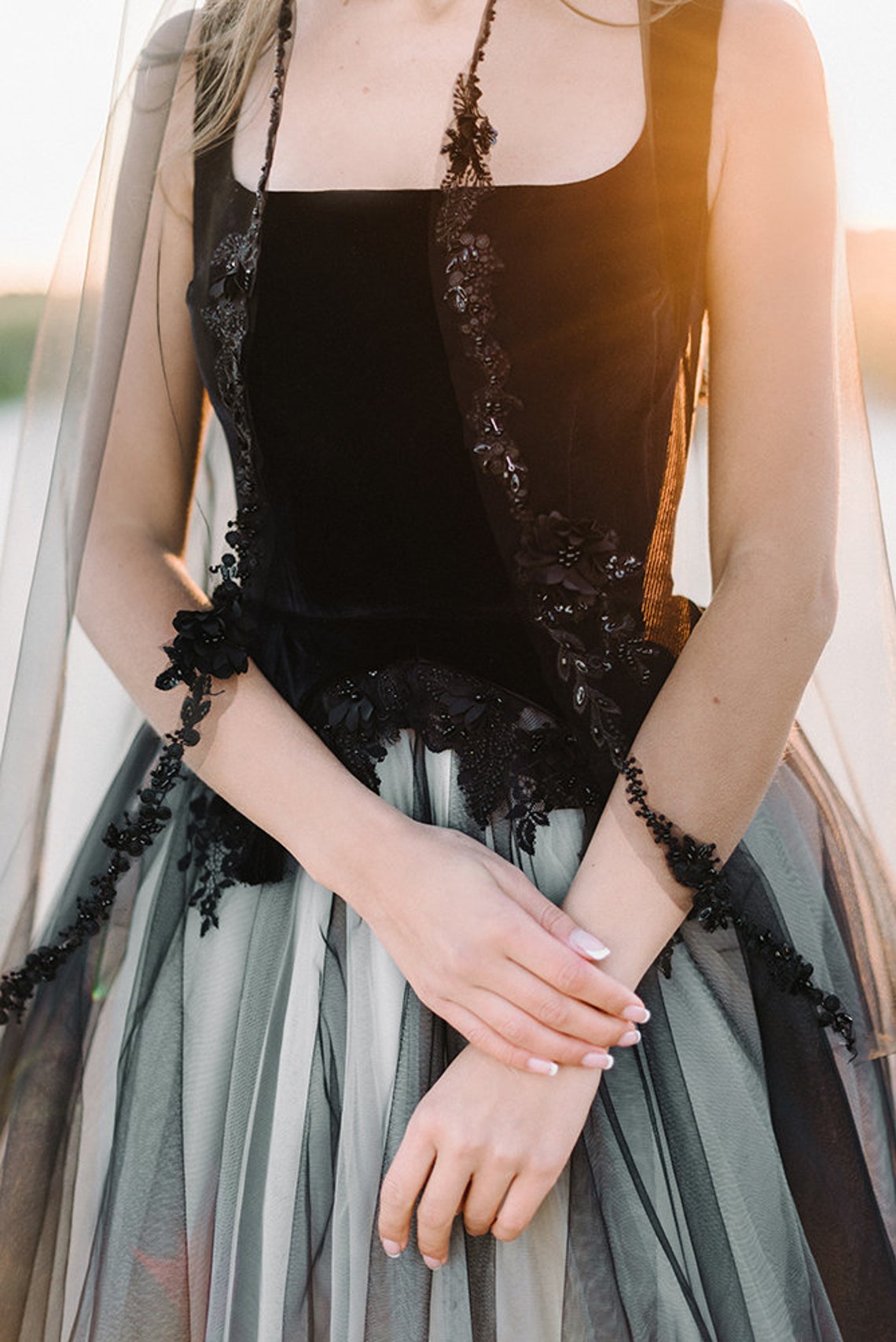 Black Wedding Veil // Black Lace Veil //black Cathedral Veil Etsy