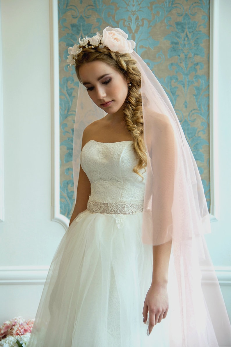 Majesty Elizabeth Blush wedding veil Wedding veilbridal Etsy