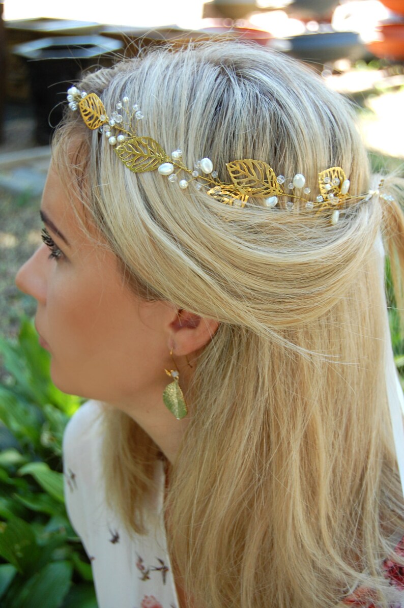 Gold Tiara Bohemian Bridal crown Wedding Bridal HeadBand Etsy