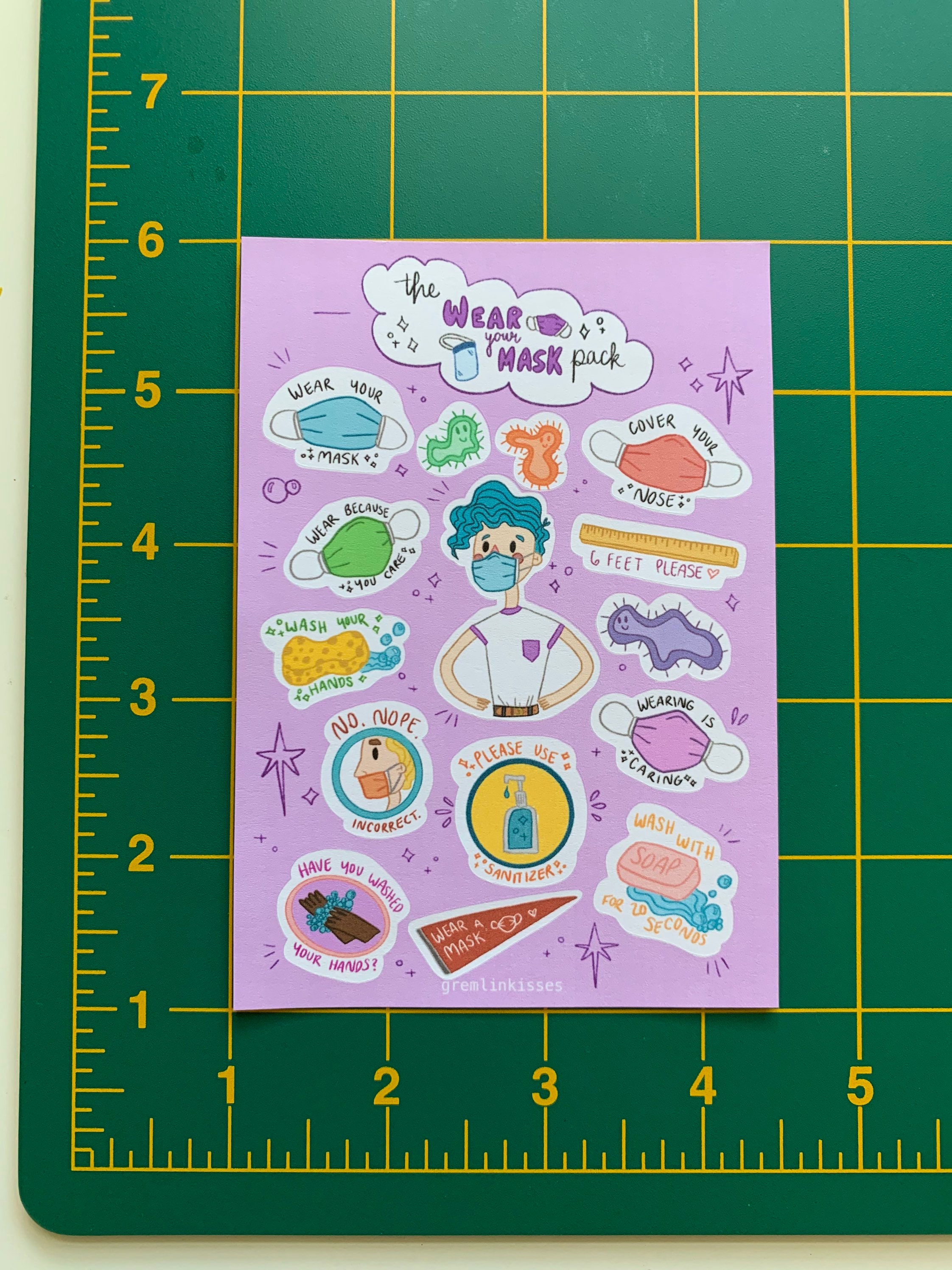 Sticker Mask Sheet Wear a Mask Pack Handmade Sticker Sheet - Etsy