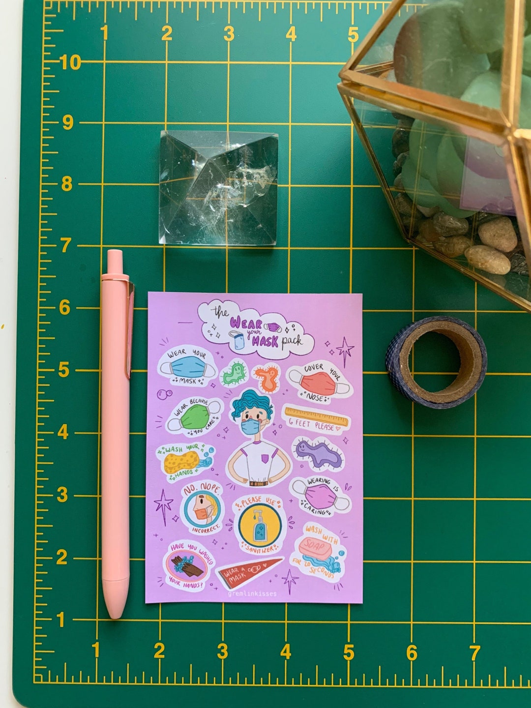 Sticker Mask Sheet Wear a Mask Pack Handmade Sticker Sheet - Etsy