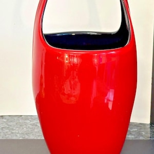 Art Deco Deep Orange Glass Vase – 14&quot; x 6.5&quot; Vintage Elegant Home Décor