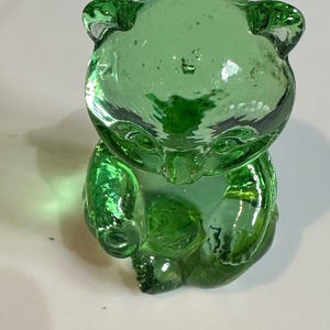 Glass Green Bear Figurine – Art Glass Collectible Animal Decor