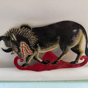 Antique Indonesian Wayang Bull Shadow Puppet – Handcrafted Javanese Wayang Puppet