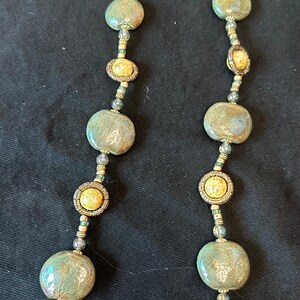Ceramic Green and White Beaded Necklace