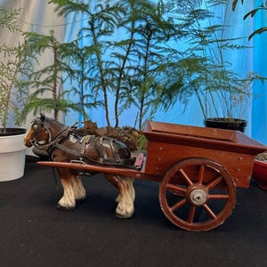 Handcrafted Vintage Farm Cart Model John L Black – Clydesdale Horses