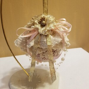 Shabby Chic Vintage Doily and Flower Ornament Christmas Ornament Rustic Chic Wedding D\u00e9cor