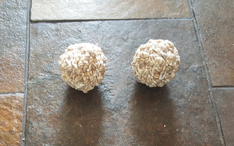Handmade Pair of Seashells Ornaments 2.5 Orbs Beach Wedding Table D\u00e9cor Beach Decor with Czech Glass Pearls