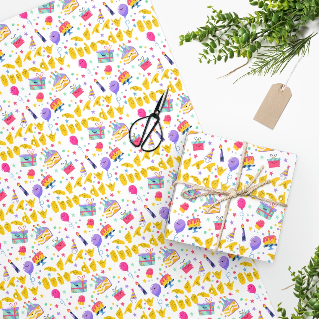 Wrapping Paper ASL Happy Birthday American Sign Language Etsy