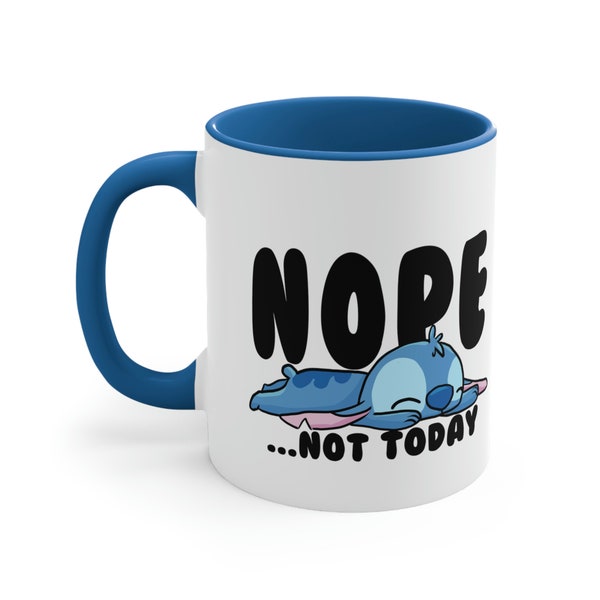Tasse à café Accent, 11oz - Nope Not Today Stitch