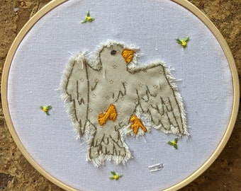 Hand-Sewn Bird Embroidery