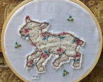 Hand-Sewn Lamb Embroidery