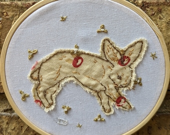 Hand-Sewn Rabbit Embroidery