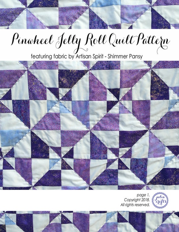 PDF Pinwheel Jelly Roll Quilt Pattern Tutorial Featuring Fabric by Artisan  Spirit Shimmer Pansy Instant Download Twin Jelly Roll Quilt 