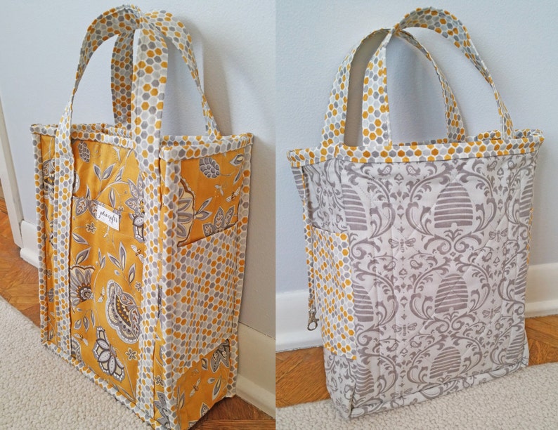 PDF Pattern- Reversible Quilted Tote Bag with 6 Pockets and Key Hook- Quilted Bag- Reversible Tote Bag Tutorial- Handbag Purse Quilt Pattern image 4