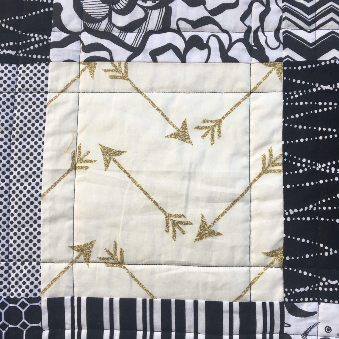 Black, White, Gold Quilt Black and White Quilt Twin Quilt/double Quilt