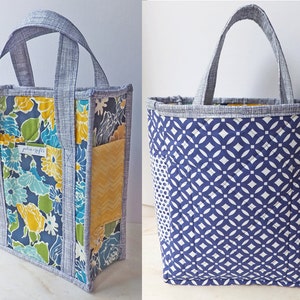 Patrón PDF- Bolso Tote Acolchado Reversible con 6 Bolsillos y Gancho para Llave- Bolso Acolchado- Tutorial Bolso Tote Reversible- Patrón Edredón Bolso Bolso