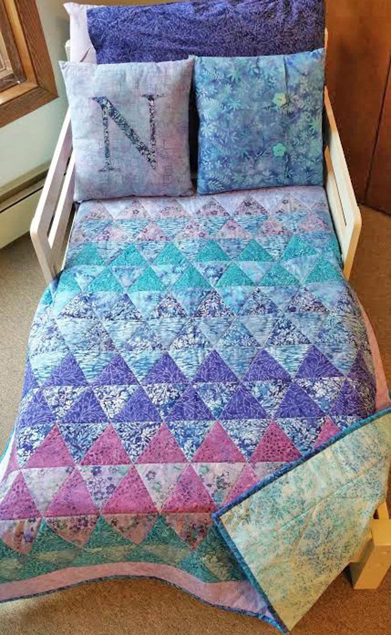 homemade baby quilt crib quilt modern batik quilt nursery Modern baby quilt modern toddler quilt triangle quilt baby quilt blanket