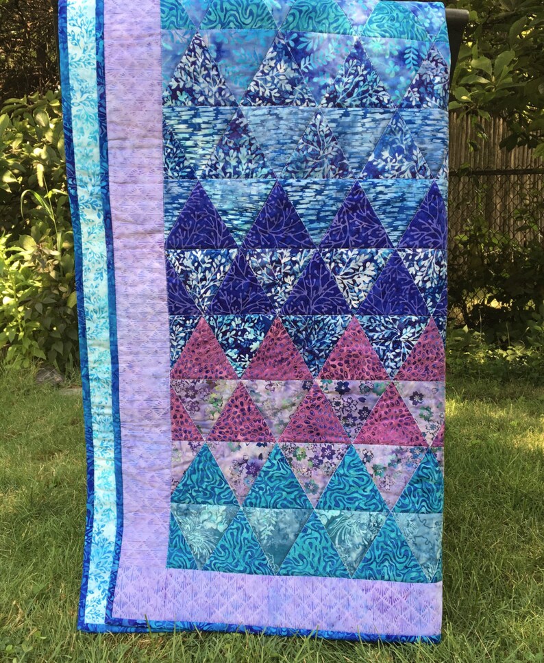 homemade baby quilt crib quilt modern batik quilt nursery Modern baby quilt modern toddler quilt triangle quilt baby quilt blanket