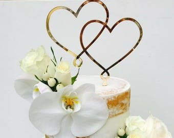 Double  love hearts cake topper Wedding, Engagement