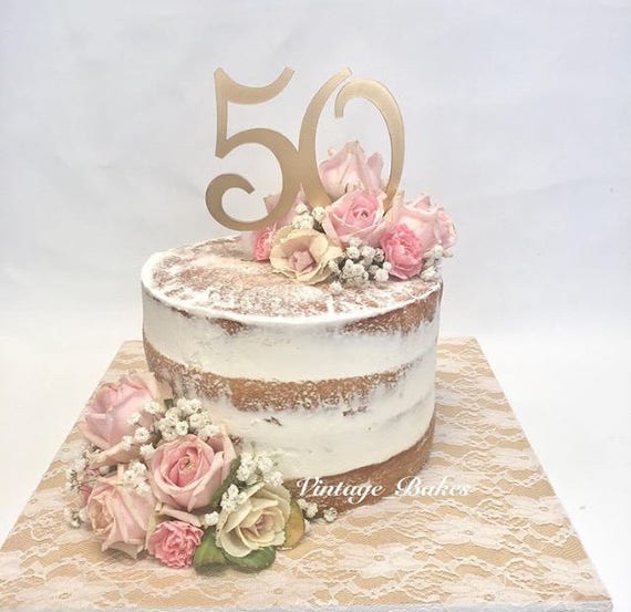 50th Birthday Cake Topper Available In Acrylic Or Timber Etsy